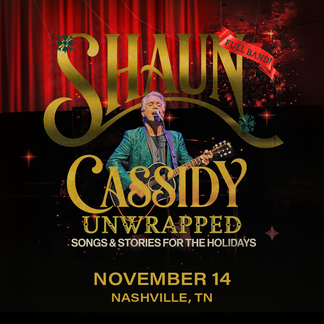 CMATheater's tweet photo. ON SALE NOW: @ShaunPCassidy takes the CMA Theater stage on Saturday, November 14, at 8:00 PM CT, for his "UNWRAPPED: Songs &amp; Stories for the Holidays" tour!

Secure your seats: https://t.co/c8I5XJcbCx https://t.co/1WXdzBFfbS