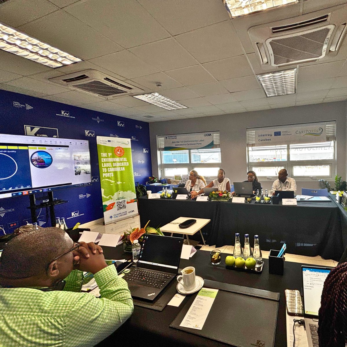 PortGuadeloupe's tweet photo. 🌍 Les 6 et 7 juillet, les ports pilotes de #CariPortsII se sont réunis en Jamaïque pour les premiers ateliers techniques du futur label environnemental des ports de la Caraïbe, coordonné par le #GPMG. Une nouvelle étape vers des ports plus durables, résilients et engagés. https://t.co/mRNahCI6Li