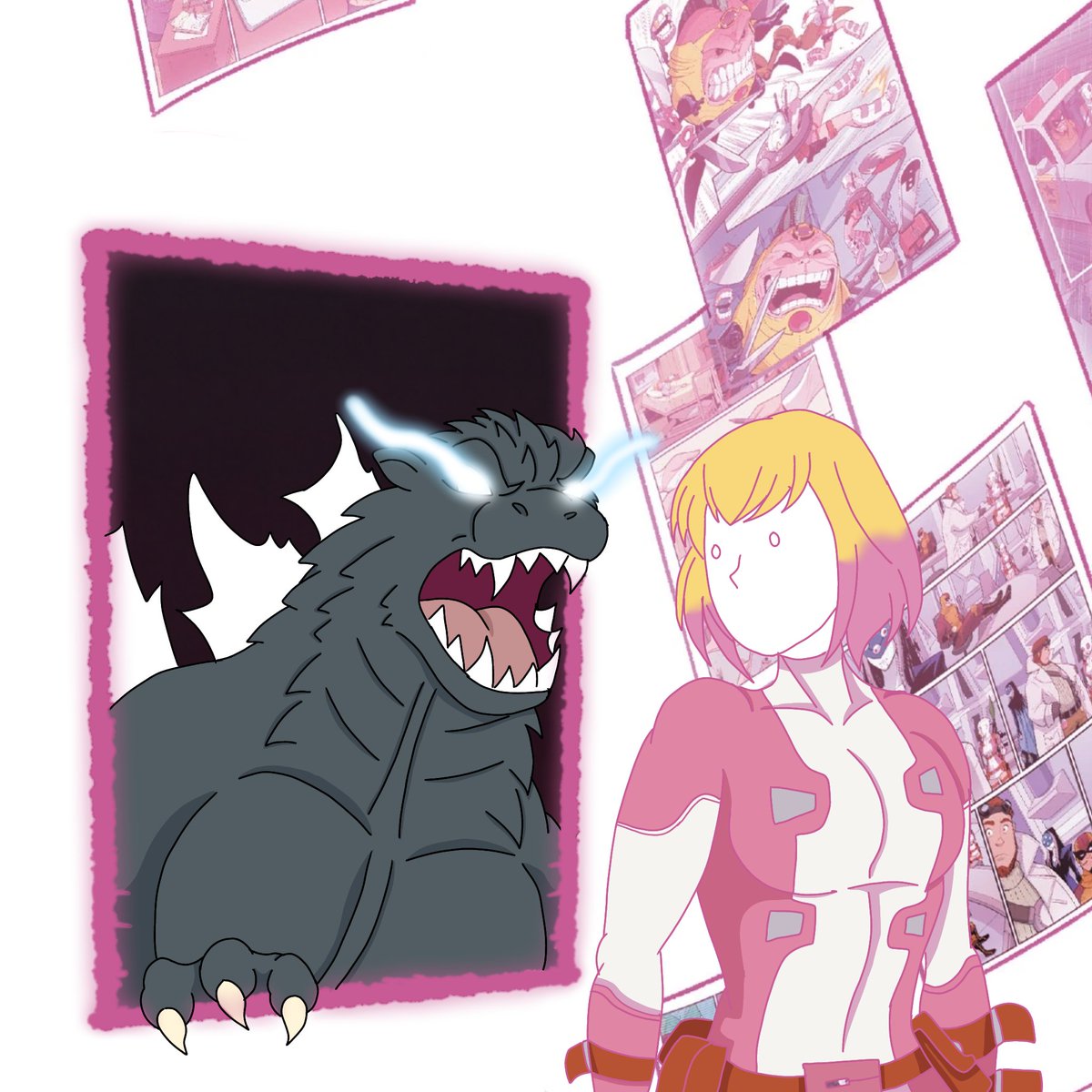 Godzilla445's tweet photo. "Of course he can get in here..."

Some art for my Godzilla Vs The Multiverse project. Honestly Gwenpool and Godzilla had a crossover, I'm 100% expecting this to happen.

#Marvel #Godzilla #Gwenpool https://t.co/QmMPqXe5k8
