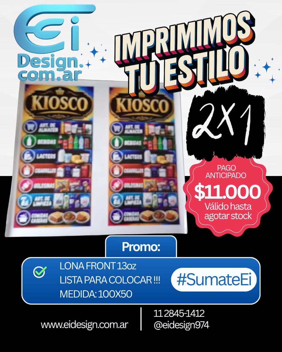 eidesign11's tweet photo. Super Promo!!! 2 BANNERS  al Precio DE 1!!! ENTREGA INMEDIATA.

Válido hasta Agotar Stock. 
Precio Publicado corresponde a 2 BANNERS.

#SumateEi #Peditusfolletos #RenovaTuCartel  #remeraspersonalizadas #Buzos #egresados2026 
#TARJETAS #GraficaYEstampados https://t.co/FRqYl3QQr8