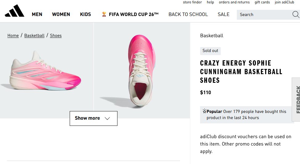 CoreyClayton's tweet photo. SOLD OUT in minutes!
Way to go @sophaller!
@adidas #WNBA #GetToThePoint https://t.co/92QNsSepCN