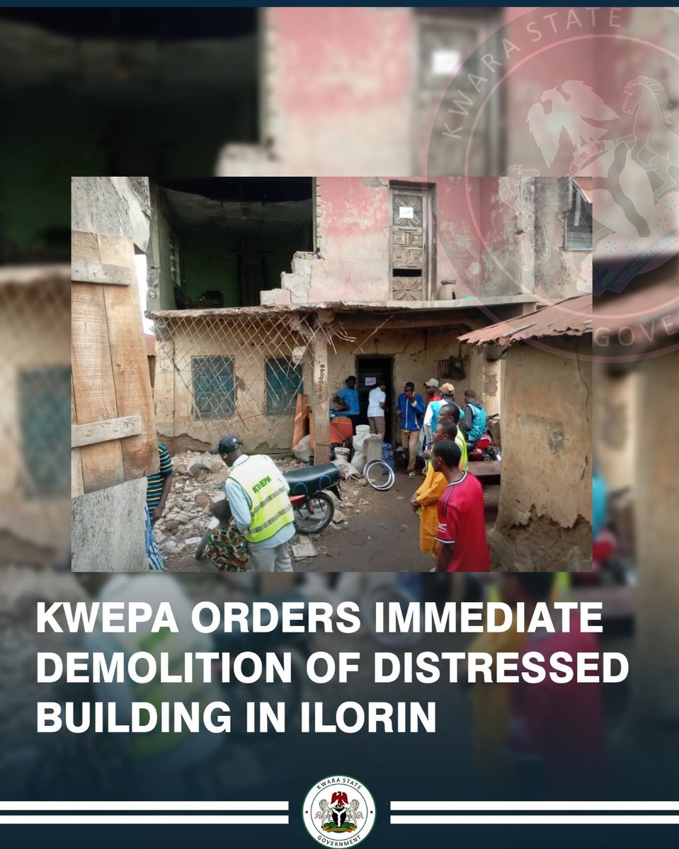 TheAkeweje's tweet photo. KWEPA Orders Immediate Demolition of Distressed Building in Ilorin https://t.co/MoQIedAltM