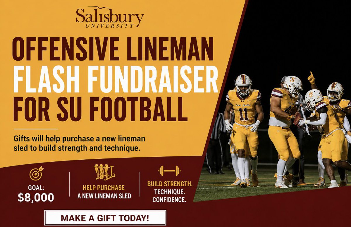 SeaGullFootball's tweet photo. The standard is built in the trenches.

Help us continue developing one of the toughest offensive lines in Division III football. Your support will help us purchase a new offensive line sled.

Every gift makes an impact.

https://t.co/ZuQ6OeJ8ai

#GoGulls https://t.co/m4VhXkRdA3