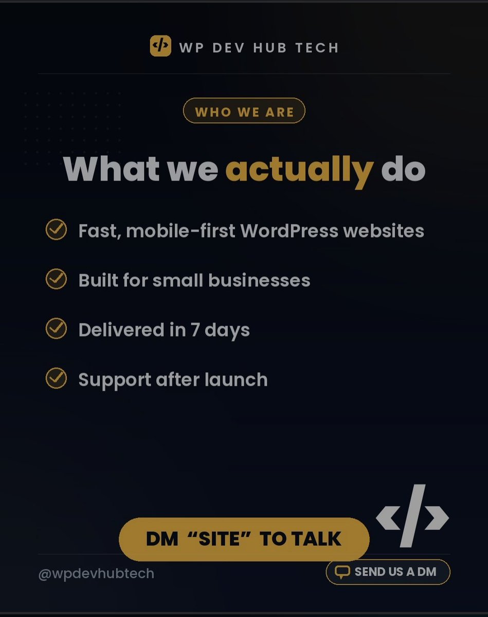 wpdevhubtech's tweet photo. We build fast, mobile-first WordPress websites that help businesses grow. 🚀
Need a website? DM "SITE" and let's talk.
#WordPress #WebsiteDesign #WebDevelopment #SmallBusiness #BusinessGrowth #DigitalMarketing #WebDesigner #StartupIndia #Entrepreneur #WebsiteDevelopment https://t.co/Ma5CpV1TIV