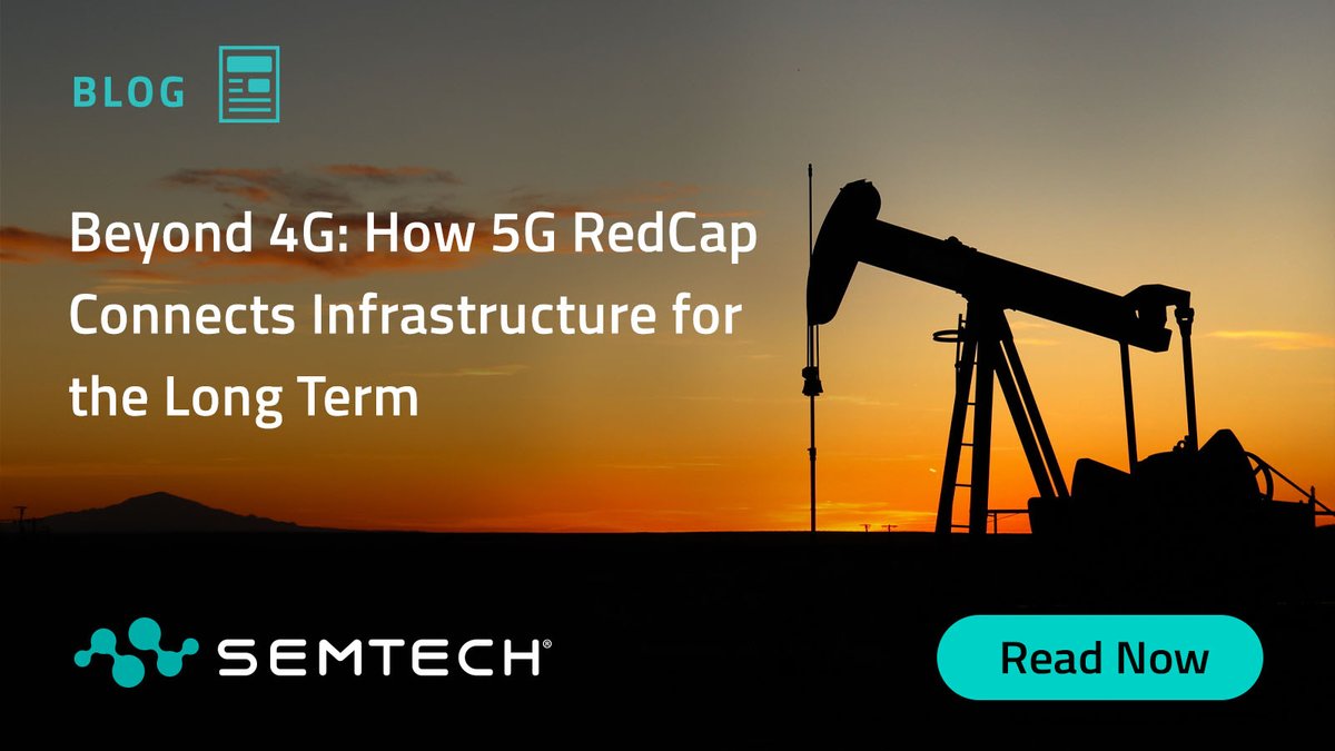 SemtechCorp's tweet photo. Utilities and Oil&amp;Gas operators plan infrastructure in decades. Does the connectivity match? 4G's timeline is finite. 5G RedCap offers a practical path forward for long-lifecycle critical infrastructure.
Read the blog: https://t.co/haTVK7RhSg https://t.co/66quQk6sux