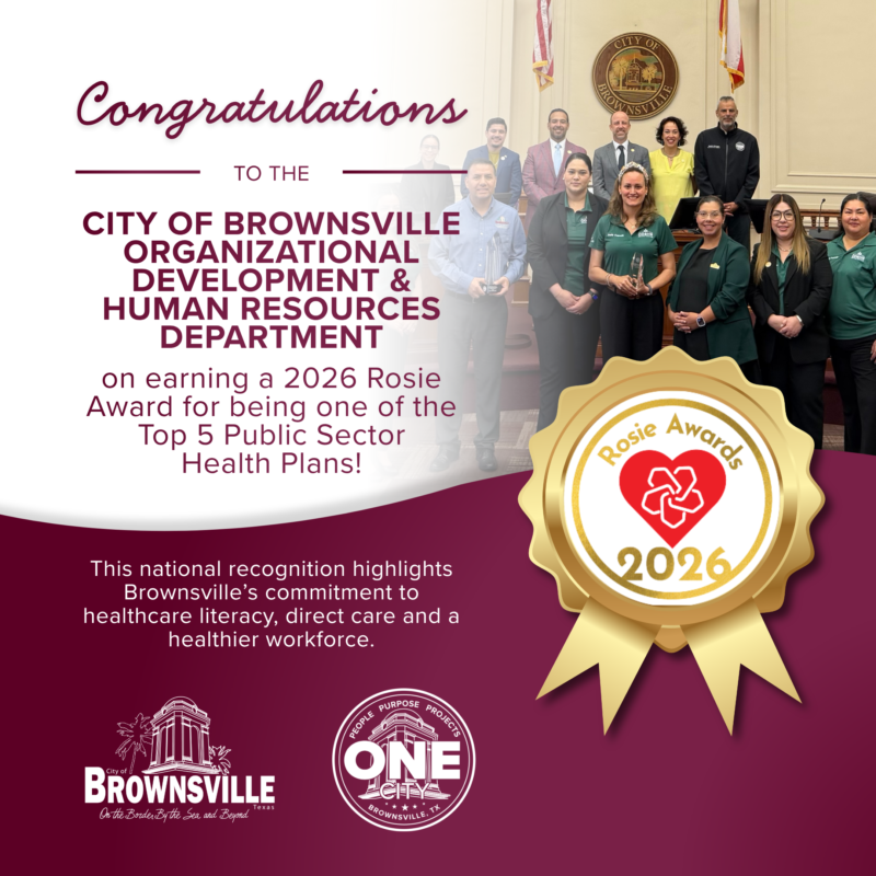 BTxRGV's tweet photo. Congratulations to the City of Brownsville Organizational Development & Human Resources Department on earning a 2026 Rosie Award for being one of the Top 5 Public Sector Health Plans in the nation!
Learn more: https://t.co/jiYJH3GvtX
#BrownsvilleTX #OneCity #ODHR #RosieAward https://t.co/bI1jTWYYTQ