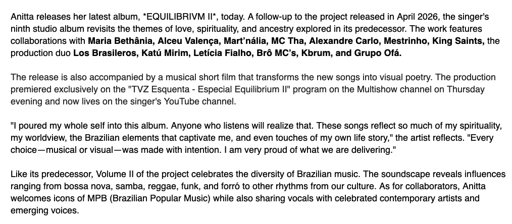 headlineplanet's tweet photo. ANITTA for EQUILIBRIVM II (Photos: André Nicolau, coutesy of UMG) https://t.co/BZOuXHd0vd