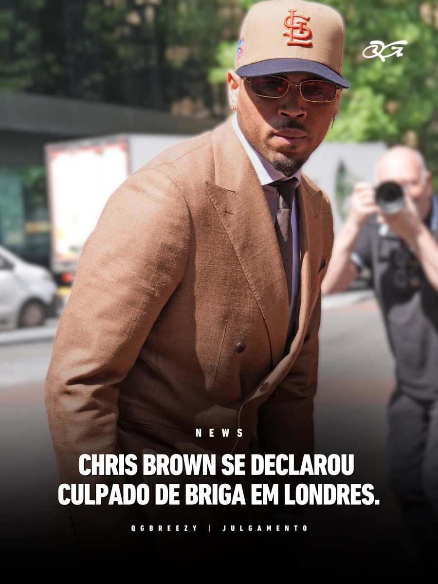 QGBreezy's tweet photo. 🚨 — Chris Brown se declarou culpado de briga em Londres.

O cantor admitiu a participação em uma briga numa boate no Reino Unido em 2023. Em troca da confissão pelo crime de tumulto, a promotoria retirou as acusações mais graves, como agressão grave e porte de arma (garrafa). https://t.co/D0RRoEzNBp
