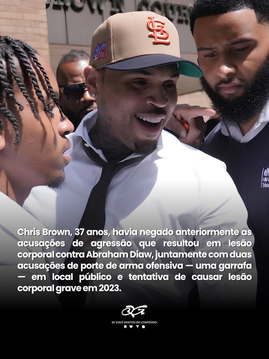 QGBreezy's tweet photo. 🚨 — Chris Brown se declarou culpado de briga em Londres.

O cantor admitiu a participação em uma briga numa boate no Reino Unido em 2023. Em troca da confissão pelo crime de tumulto, a promotoria retirou as acusações mais graves, como agressão grave e porte de arma (garrafa). https://t.co/D0RRoEzNBp