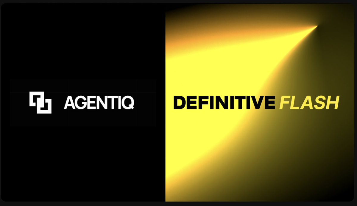 AgentiqAI's tweet photo. We're excited to be a day 1 partner with @DefinitiveFi 

Builders using @AgentiqAI  can now add professional-grade trading capabilities to their applications.

including:  

• Market limit and TWAP orders 
• Stop loss and take profit 
• Cross-chain execution 
• AI-powered trading workflows 
• Trading terminals and autonomous agents 

 Without spending months building trading infrastructure. 

You focus on the product & Vision. 

Definitive handles trading execution. 

@AgentiqAI  helps you build it out all the way to production.