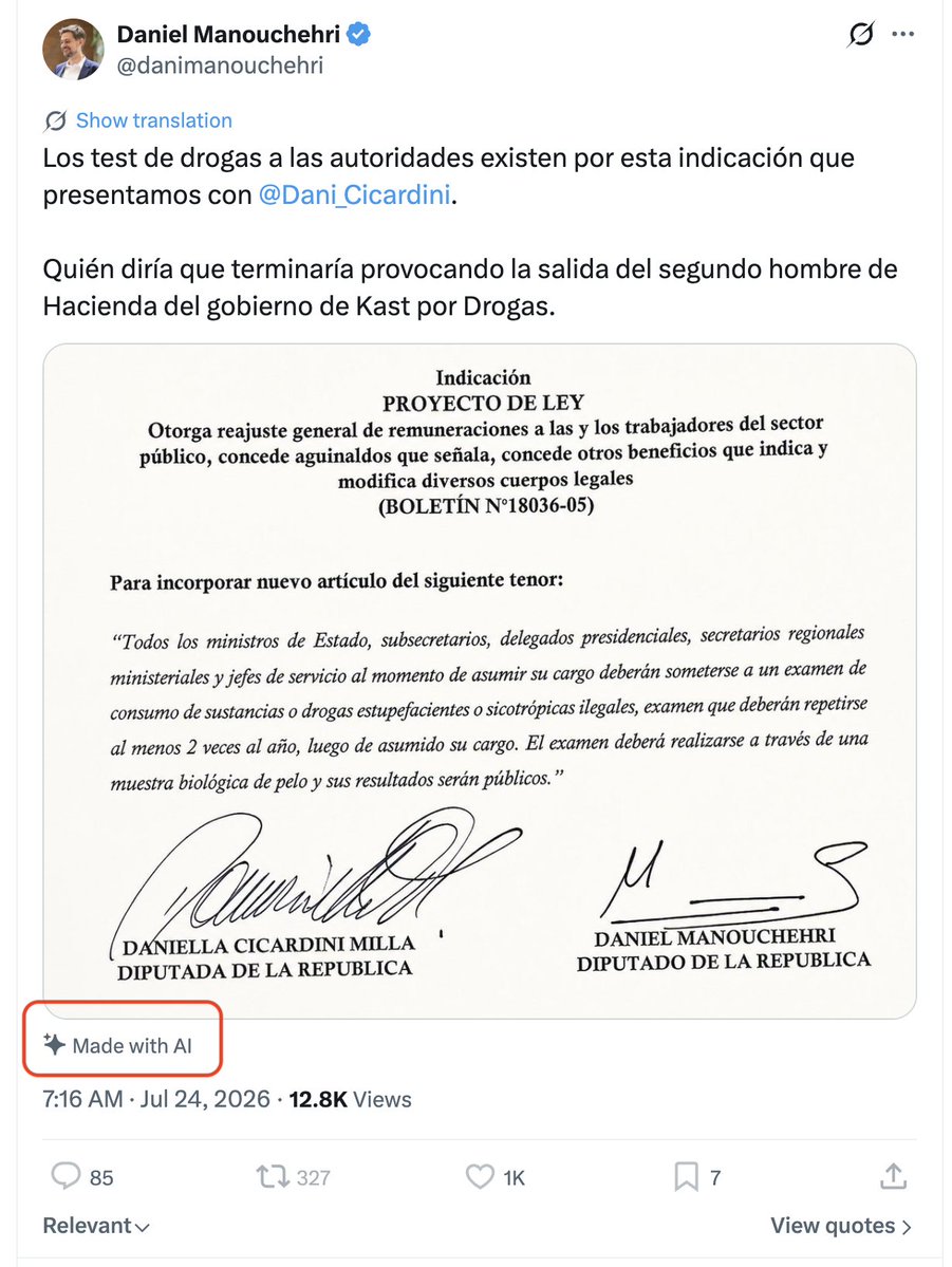 Gorderizador's tweet photo. Daniel Manouchehri haciendo publicaciones con IA https://t.co/e7KQPxKpmo