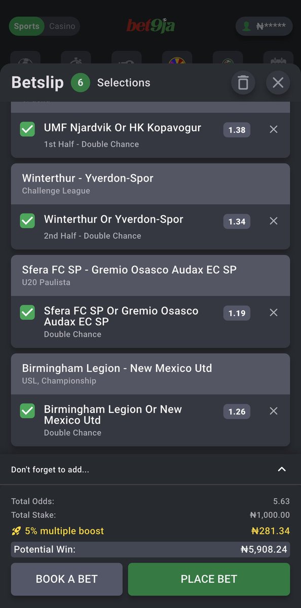 MrBeeSZN10's tweet photo. ✅ BET OF THE DAY ON @Bet9ja 

6 ODDS 🙏

1st Frame ⏩️ 5L9J2HV

2nd Frame ⏩️ 5L9GTKS

#Bet9jaCode https://t.co/Aicgl6SkYn