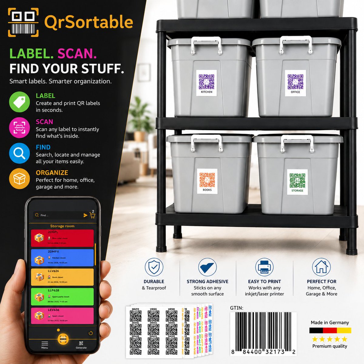 QrSortable's tweet photo. Smart QR code labels for storage bins help you scan boxes, view contents, add photos, and find stored items instantly. Learn how QR code storage labels work and how to choose the best system. https://t.co/M4IutOOdUo https://t.co/YvVoVWcBW7