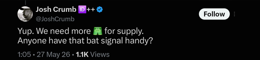 AIMhonesty's tweet photo. $ABXX.TO  @JoshCrumb May 27, 2025: "Bring the smash. It's needed supply."  With hype of 3X subscribed placing, $150m of "organic" buying. 
Now begging for buyers, blaming shorts & using Brunnermeier & Pedersen's paper to justify the drop. Maybe they should read it first, oh well