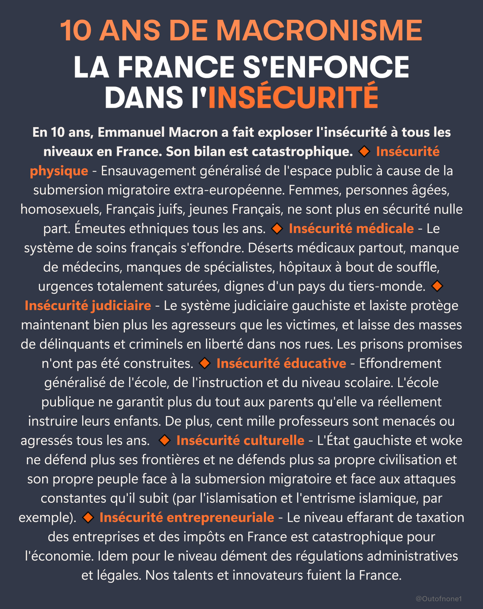 Outofnone1's tweet photo. @knafo_sarah Très bon (et très vrai). 😄 Quant à l'insécurité, il a réussi l'exploit de la faire advenir dans TOUS les domaines en France. https://t.co/Y1VjiXKmDJ