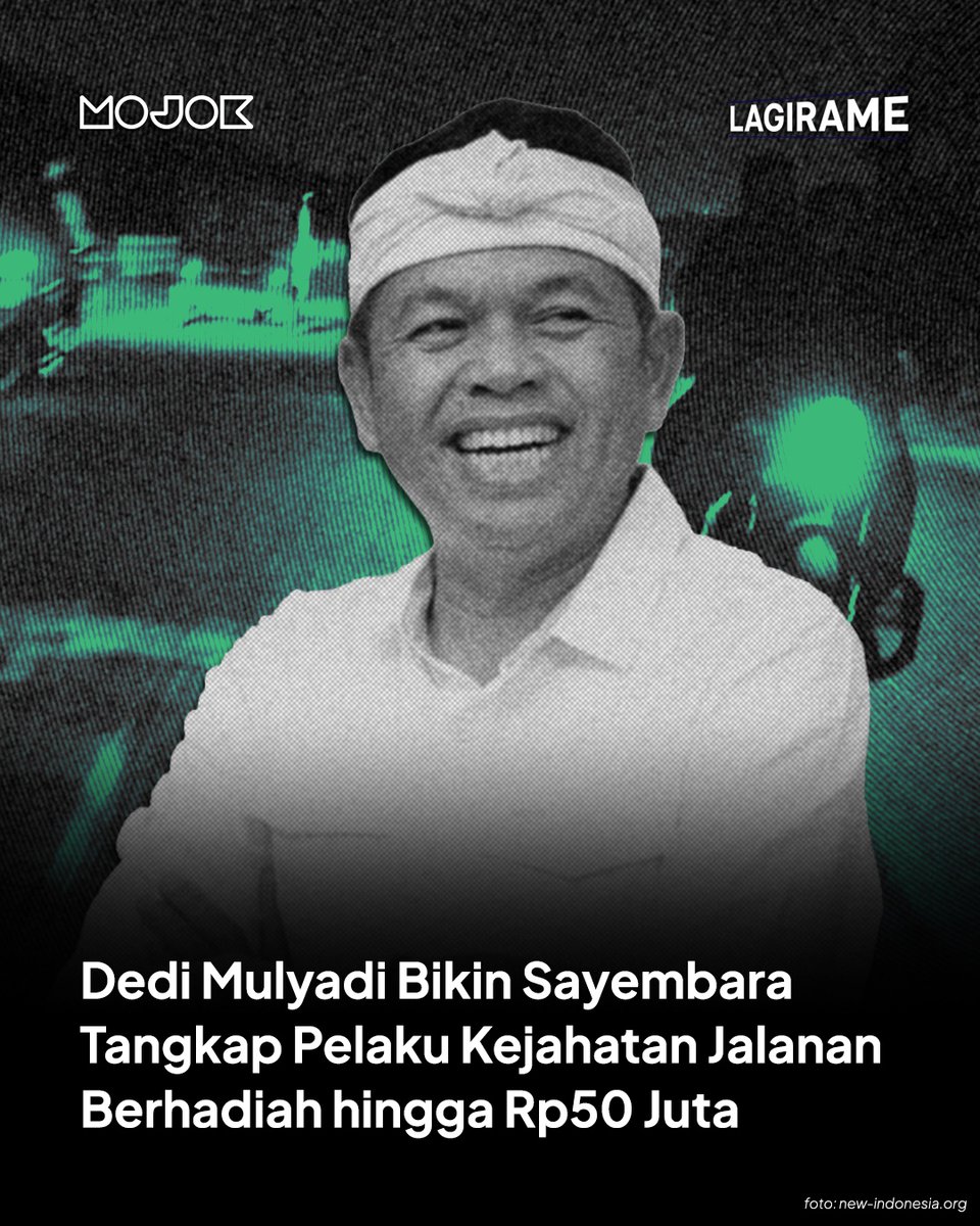 mojokdotco's tweet photo. 🗣️ KDM respons maraknya tindak kriminal jalanan seperti begal, jambret, maling, dan copet di wilayah Jawa Barat. Sayembara ini bertujuan untuk menekan angka kriminalitas di masyarakat. Konon hadiahnya menggunakan uang pribadinya, bukan dari dana APBD.

#LagiRame https://t.co/AD3MhEju1F