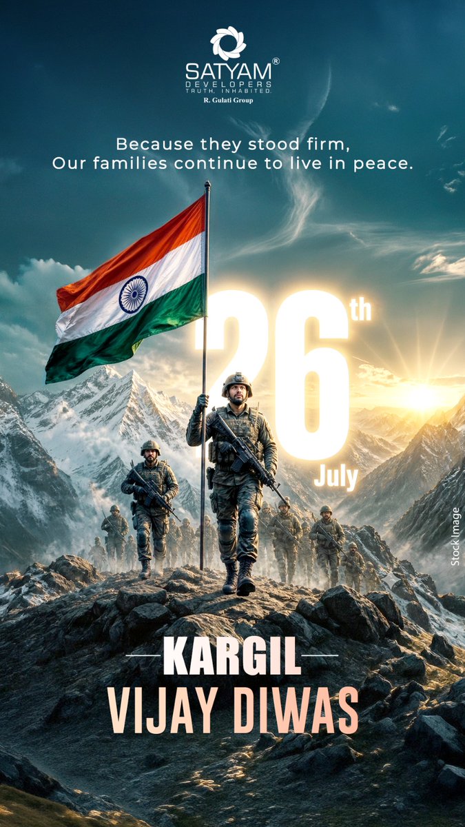 satyaminfra1's tweet photo. With immense gratitude, we honour the heroes whose courage safeguarded our nation's pride. Saluting every brave heart this Kargil Vijay Diwas.
#KargilVijayDiwas #IndianArmy #Heroes #JaiHind #Satyam https://t.co/bMRteCAR3U