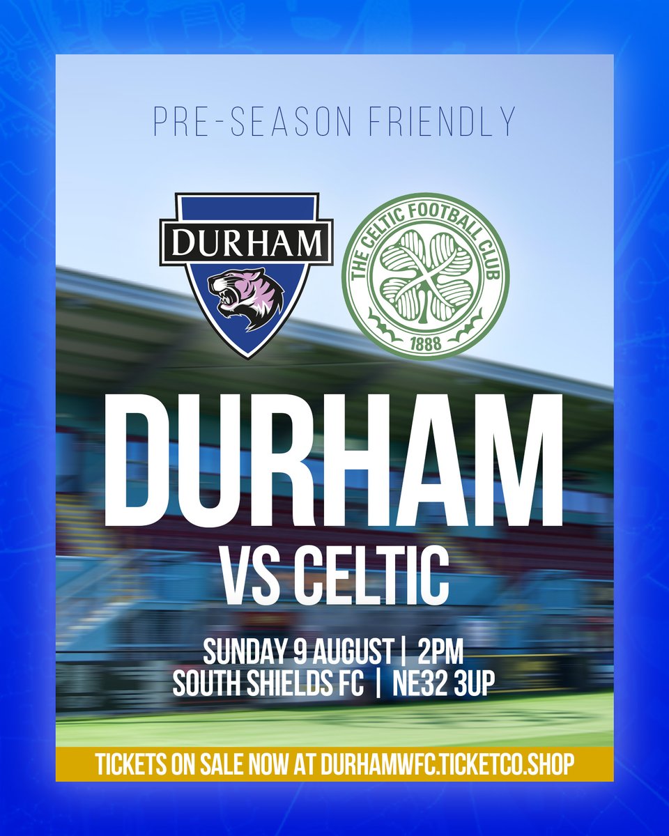 DurhamWFC's tweet photo. Ready to step-up our preparations for the new season 👊

Tickets for our pre-season friendly with Celtic are on sale now! ⤵️

🎟️ https://t.co/Psdh6peLNy https://t.co/wyXPSpzP0E