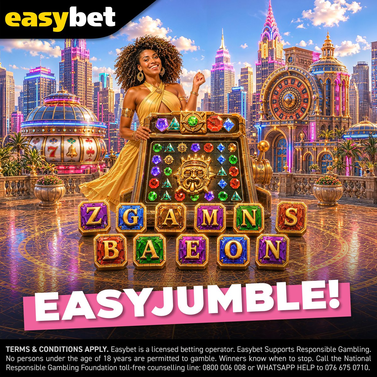 Easybet_SA's tweet photo. 💎 UNSCRAMBLE THE GEM-FILLED SLOT! 🔤✨

Can you rearrange the 11 jumbled letters and reveal the featured slot? Comment your answer plus your Easybet User IDfor a chance to win a Bonus Bet! 🎁

👉 Play more slots: https://t.co/LmL9ovK5bO

#Easybet #EasyJumble #SpinCity https://t.co/mE2Rg4iA9q