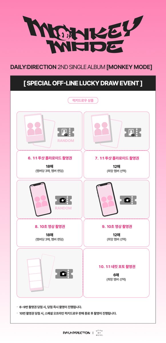 dearmymuse_foru's tweet photo. #DAILYDIRECTION #데일리디렉션
2ND SINGLE ALBUM [MONKEY MODE]
SPECIAL OFF-LINE LUCKY DRAW EVENT

❤️본 이벤트는 아티스트가 일일 점장이 되어 매장에서 직접 상품을 증정합니다.

🗓 08.02(일) 14:00 ~ 15:30 (KST)
📍 cafe DEAR MY MUSE

🔗 KR https://t.co/a6dOIUlUc6
🔗 JP https://t.co/L9BtKDHR32
🔗 GLOBAL https://t.co/XcFdb9Zlyc