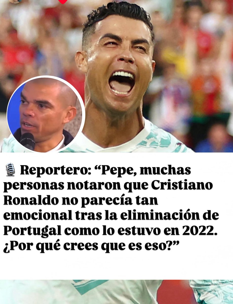 enriquerosass_'s tweet photo. 👑🔥 LA RAZÓN POR LA QUE CR7 NO LLORÓ: LA BOMBA DE PEPE
¡Cristiano Ronaldo no se derrumbó en lágrimas como en Qatar 2022, soltando una frase lapidaria: "Ya es una leyenda viviente y no le queda nada por demostrarle a nadie".

#Pepe #CR7 #Mundial2026 https://t.co/qN2cKsFfEh