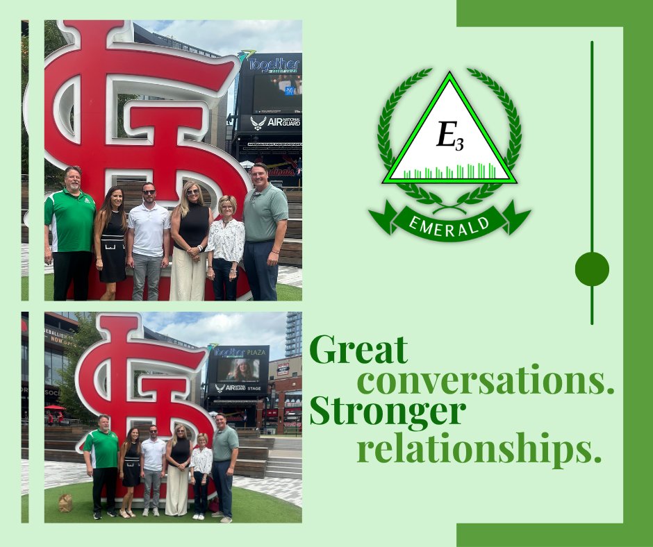 E3_Emerald's tweet photo. 🤝 Great partnerships start with great conversations. Our St. Louis team enjoyed lunch with a valued client at Ballpark Village, strengthening relationships and discussing future opportunities. Thanks to Team St. Louis for representing Emerald so well! 💚⚾

#TeamEmerald https://t.co/Z8R78QmwRR