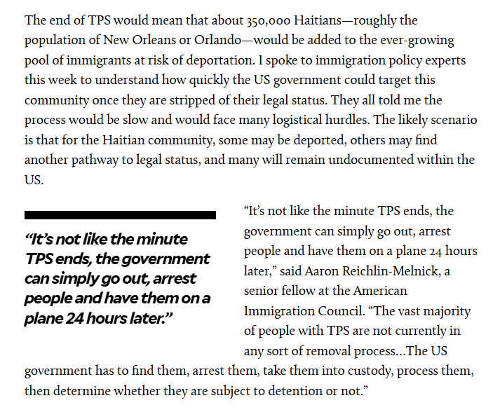 ReichlinMelnick's tweet photo. When TPS for Haiti ends in the next few days/weeks, as is expected, what's going to happen next? I spoke to @MotherJones about the issue. https://t.co/EPHdWgY27F