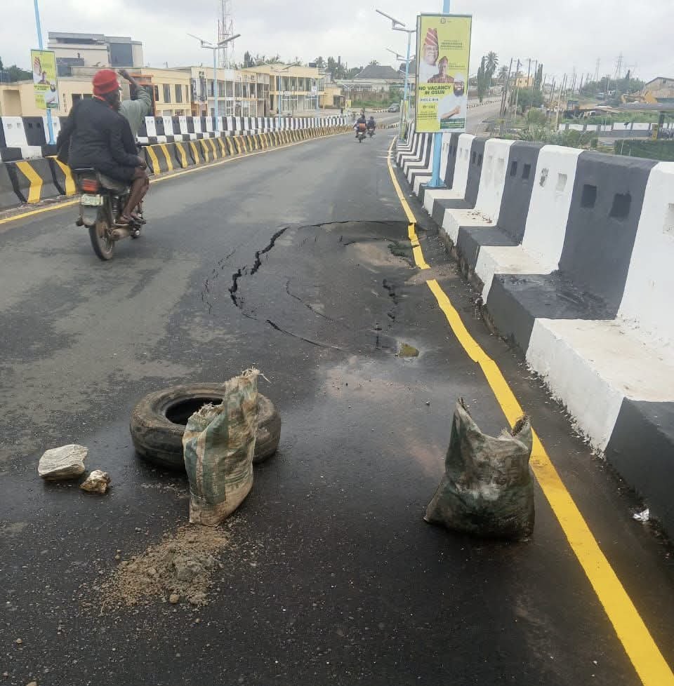 OgbeniDipo's tweet photo. PRESS STATEMENT
*₦20bn Newly Commissioned LAMECO Flyover Fast Becoming a Death Trap, APC Blasts Adeleke*

The Osun APC Governorship Campaign Council has expressed grave concern over an emerging safety disaster on the newly commissioned LAMECO Flyover in Osogbo, following reports and preliminary findings indicating serious structural defects on the multi-billion naira project.

There are reports of confirmed visible signs of structural failure on the flyover, including a deep pothole and other distress points that raise serious questions about the quality of construction and the integrity of the entire project. These disturbing developments, coming barely a month after the commissioning, are unacceptable and constitute a direct threat to the lives of innocent road users.

This unfortunate development has vindicated the decision of the Olubadan of Ibadanland, His Imperial Majesty, Oba Rasheed Adewolu Ladoja, a distinguished engineer, to distance himself from the commissioning ceremony despite being invited by the Adeleke administration. The revered monarch neither attended the event nor sent a representative.

It would be recalled that the Osun APC had publicly advised Kabiyesi not to allow his impeccable professional reputation and standing as an engineer to be exploited by the state government in an attempt to confer credibility on a project whose quality had already become a subject of public concern. Today, events have proved beyond doubt that the royal father exercised sound professional judgment.

Like many projects executed under the current administration, the LAMECO Flyover was awarded to Kimzee Global Investment, a company known primarily for skills acquisition as well as arts and craft training programmes for youths and women. The decision to entrust a critical infrastructure project of this magnitude to such a "contractor" raises fundamental questions about procurement standards and the government's commitment to public safety.

Even more disturbing are allegations that the project cost the people of Osun over ₦20 billion following multiple variations carried out secretly and without transparency. It is scandalous that such enormous public resources could be expended on a project now exhibiting signs of structural distress within days of its commissioning.

Beyond the controversy surrounding the cost and contractor, the flyover itself was never a priority project, as traffic studies and daily realities do not justify such an expensive intervention. 

The Adeleke government has repeatedly been accused of awarding multi-billion-naira projects to companies whose backgrounds have little or no connection with civil engineering, with many of such projects developing defects after completion.

Reports have similarly emerged that the newly commissioned Ila road project is already showing signs of structural stress, while the purported dualised road in Iwo, handled by Showie Tee Limited, an interior decoration company, has begun requiring patchwork days after its commissioning.

In view of the alarming condition of the LAMECO Flyover, the Osun APC Governorship Campaign Council calls on Governor Adeleke to immediately order the closure of the flyover to enable an independent structural integrity assessment by qualified professionals before lives are endangered.

The Council also advises motorists and other road users to exercise extreme caution and, where possible, avoid using the flyover until independent experts have certified it safe for public use. The safety and welfare of the people of Osun must never be sacrificed on the altar of political propaganda or ceremonial project commissioning.

Governor Adeleke is reminded that the good people of Osun are taking note of his wickedness, and that in due time, he shall face the anti-graft agencies and the public to account for his corruption and other atrocities.

Signed: Engr Oluremi Omowaiye
Head, Media and Publicity
Osun APC Governorship Campaign Council; 24th July 2026.