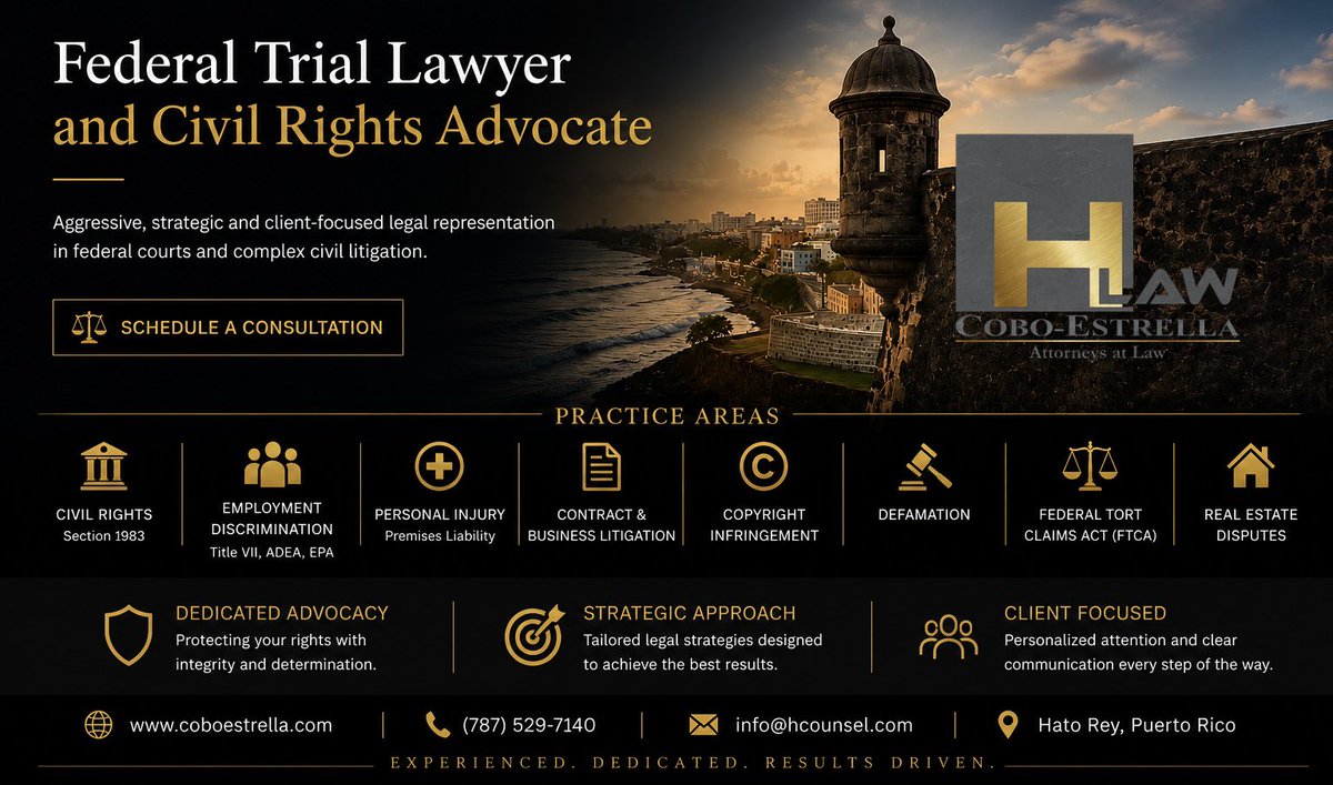 CoboEsq's tweet photo. Abogado Caso Federal (Civil Trial Lawyer)
https://t.co/CQ6P7MRahY https://t.co/G0DeUAGq82