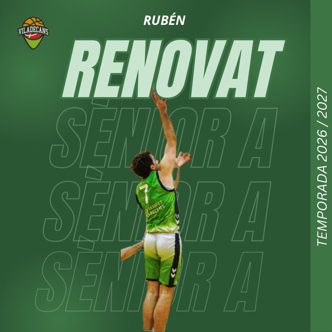 CBViladecans's tweet photo. ✍🏼 RENOVACIÓ | RUBÉN TORRES

Una temporada més, en Rubén continuarà defensant la samarreta del CB Viladecans! 🔝

El seu compromís, treball i entrega el converteixen en una peça molt important per al nostre Sènior A.👏🏼

Molta sort, Rubén! Seguim! 💚🤍 #uvus #sènioramasculí https://t.co/mPNpYL1NQ4