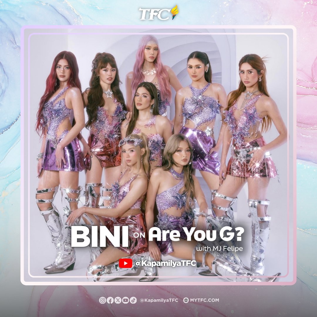 KapamilyaTFC's tweet photo. All this G energy in 1 episode? Pasabog! 🤩😍

Catch up with @BINI_ph, @bellemariano02, @donnypangilinan, and @babydollsofc on a special episode of #AreYouG with @mjfelipe, NOW STREAMING via TFC's YouTube Channel! 📺✨

#BINI #BelleMariano #DonnyPangilinan #ShowtimeBabyDolls #TFC https://t.co/yQaCwLQtZR