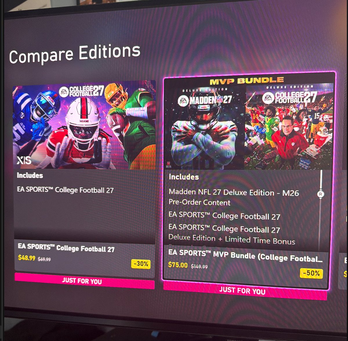 dwyanewave's tweet photo. @Zirksee hell of a deal for the bundle 2 weeks into cfb 😂 https://t.co/9mORgY68yn