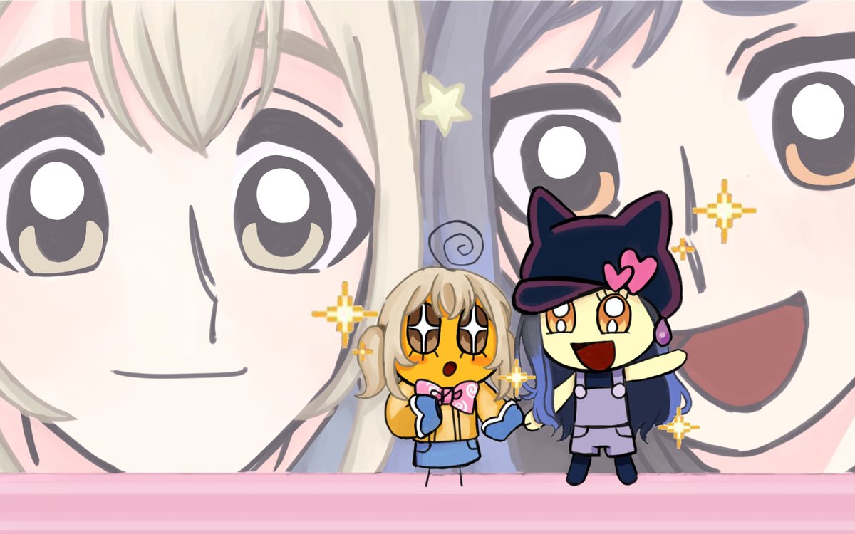 whimsyy1y's tweet photo. Day 2: Collab🐹🎧
An &amp; Kohane meeting their Tamagotchi ver of themselves!!!!!!
(Geheheeee made them extra tiny on purpose compared to the original Memetchi and Melodytchi)

#AnhaneWeek26 #杏こは #prsk_FA https://t.co/DasKG7DwBH