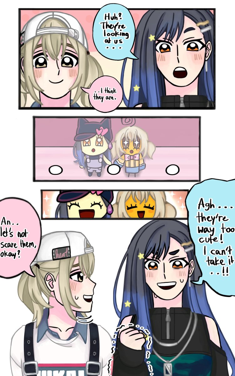 whimsyy1y's tweet photo. Day 2: Collab🐹🎧
An &amp; Kohane meeting their Tamagotchi ver of themselves!!!!!!
(Geheheeee made them extra tiny on purpose compared to the original Memetchi and Melodytchi)

#AnhaneWeek26 #杏こは #prsk_FA https://t.co/DasKG7DwBH