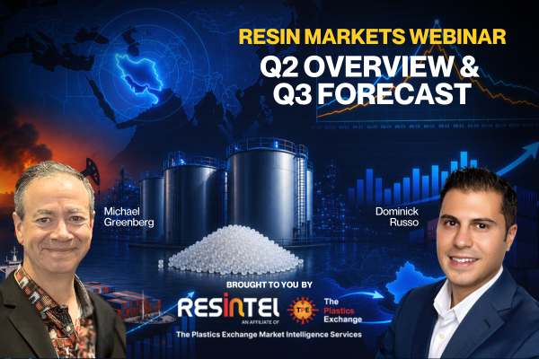 ResintelData's tweet photo. New webinar: Dominick Russo &amp; Michael Greenberg break down Q2 and what to watch in Q3 for PE/PP — Iran-driven spikes, China's 479% re-export surge, a 920M-lb inventory surplus, and early signs of a Q3 bottom.

Watch: https://t.co/89W7Wq9l6m
#Resintel #PE #PP https://t.co/VhgyXqmOWF