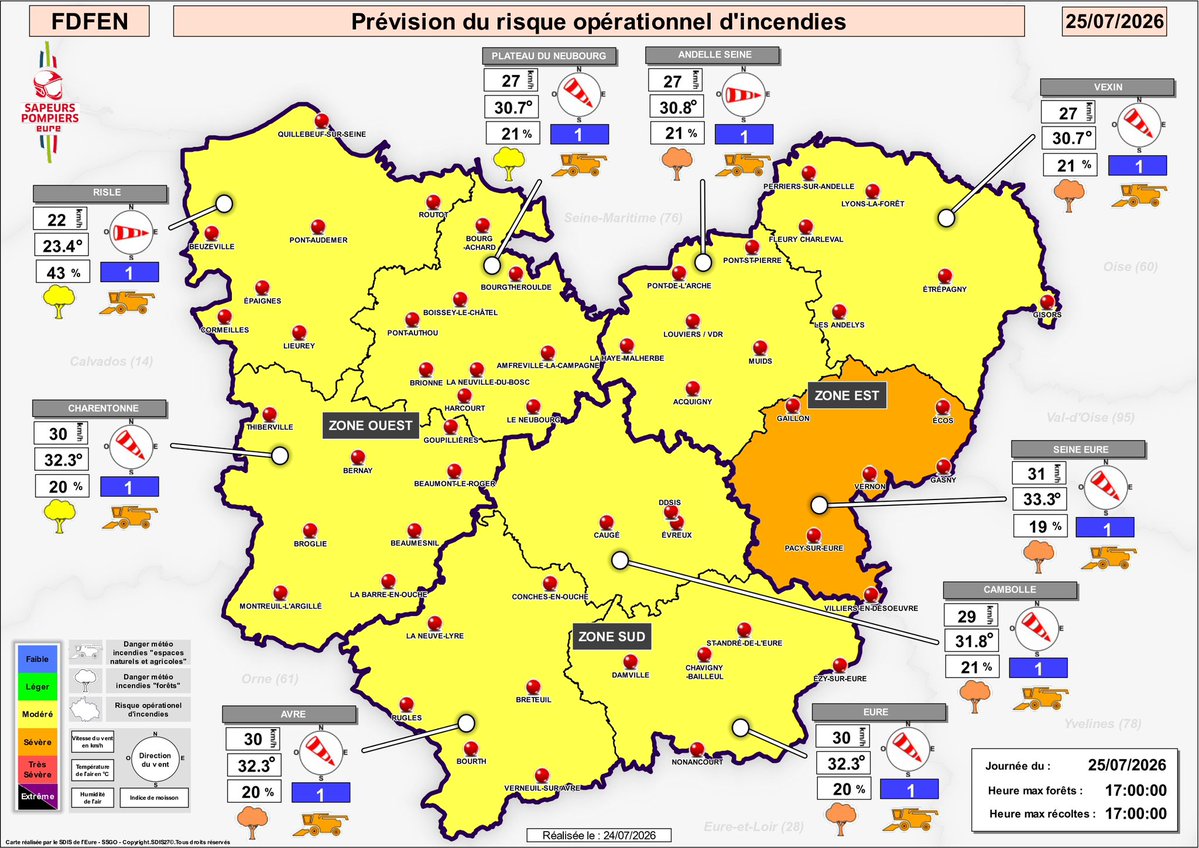 Image de Préfet de l'Eure - #Feux | Le risque incendie 🔥 dans les espaces naturels, notamment les champs 🚜, est sévère 🟠 dema