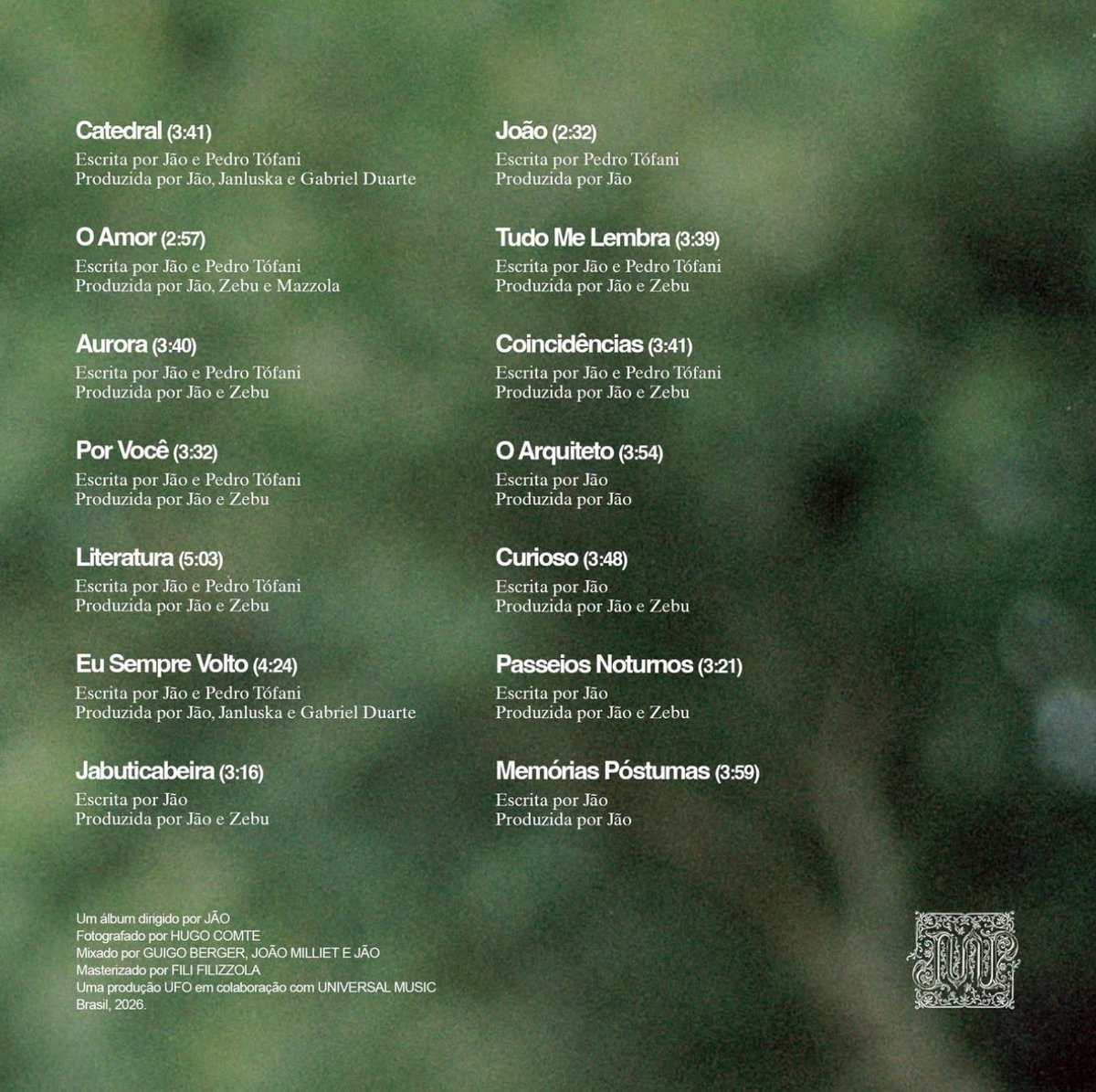 conexaojao's tweet photo. 💚CAPA E TRACKLIST DE MEMÓRIAS PÓSTUMAS

Lançamento 26/07 às 21h. https://t.co/33wPoWgDA2