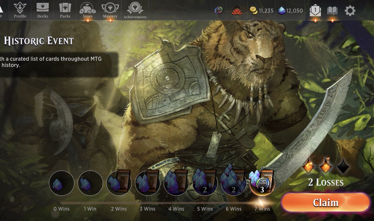 MTGJoe2's tweet photo. Play in point #75 with Ruby Storm in historic Bo1. Hex magic really helps the consistency of the deck. Every win was turn 2-3 while 2 losses were to turn 2 high noon which you just have to accept. SB in alt text https://t.co/P7vwJpCyX2