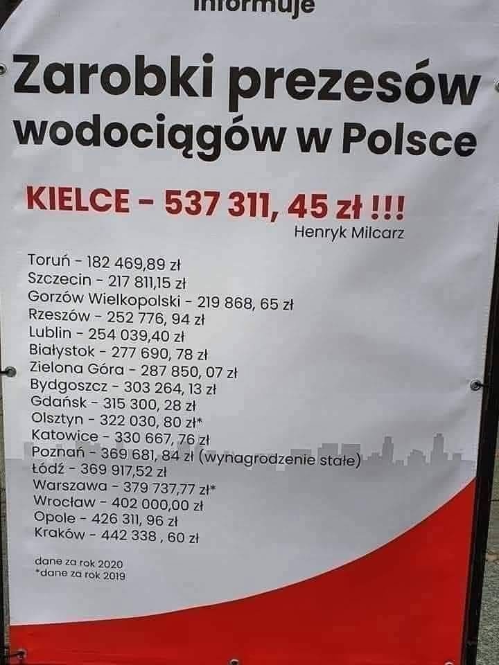 SiewcyPrawdy's tweet photo. Bez nich woda przestałaby płynąć.  
Tak, to jest ta wielka prawda objawiona, którą powtarza się w kuluarach wodociągowych pałaców niczym modlitwę do świętego Hydranta. Bo przecież kto inny, jeśli nie prezes za 70, 90, 120 tysięcy miesięcznie, własnymi rękami odkręca każdy kran w Polsce o świcie, żeby sprawdzić, czy strumień jest wystarczająco godny jego wynagrodzenia.

To oni, herosi infrastruktury, stoją na straży każdej kropli.  
To oni, niczym wodni szamani, odprawiają rytuały nad fakturami za wodę, żeby rosły szybciej niż poziom wód gruntowych.  
To oni, w pocie czoła (głównie na konferencjach i bankietach), pilnują, by naród nie utonął w chaosie… braku zarządczej doskonałości.

Bo przecież gdyby nie prezes:  
– rury obraziłyby się i przestały współpracować,  
– studnie by się zamknęły na cztery spusty,  
– a wodomierze zaczęłyby liczyć w odwrotną stronę.

Naród by zginął.  
Kran by zardzewiał.  
Herbata by nie powstała.

Dlatego trzeba płacić.  
Dużo.  
Najlepiej tyle, żeby woda była już tylko dodatkiem do pensji prezesa.