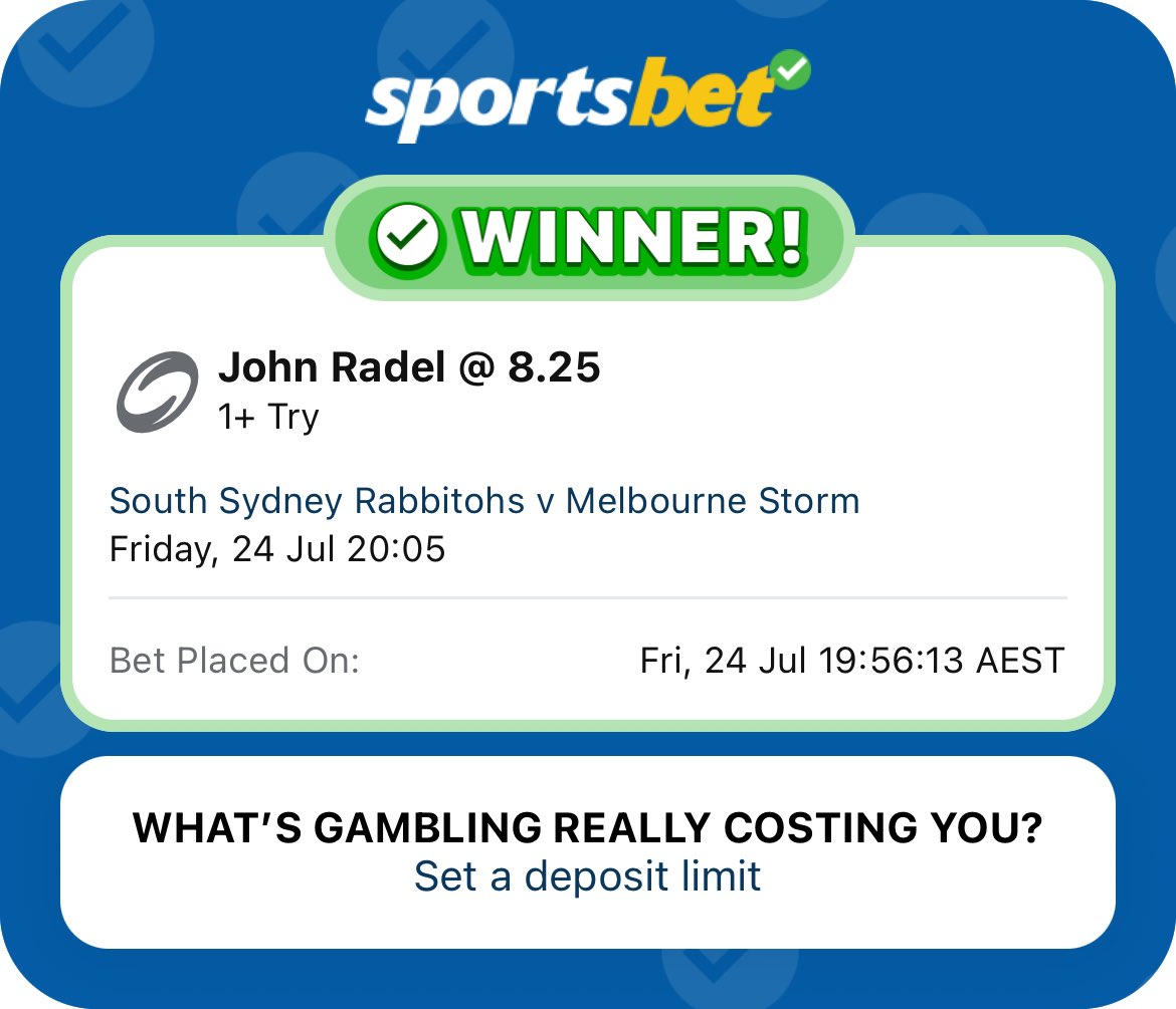 ELMZCP's tweet photo. That’s how u start the NRL week double ups all round 💯✅ https://t.co/PElPgtIqqF