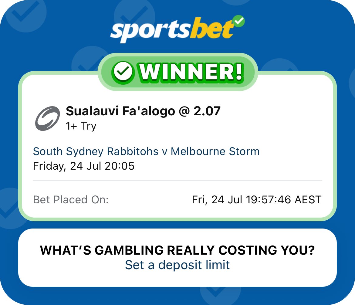 ELMZCP's tweet photo. That’s how u start the NRL week double ups all round 💯✅ https://t.co/PElPgtIqqF