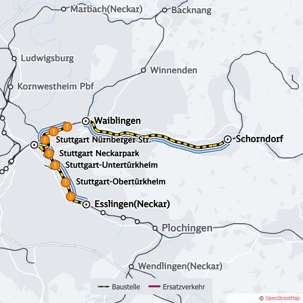 SBahn_Stuttgart's tweet photo. 🚧#Drandenken🚧
In den Nächten 27./28. Juli und 29./30. Juli, führt die DB zwischen #BadCannstatt und #Esslingen sowie zwischen #BadCannstatt und #Schorndorf Instandhaltungsarbeiten durch.
Details, auch zum #Ersatzverkehr mit Bussen #S1E, #S2E & #S3E
👉 https://t.co/zJL6ogfkCg https://t.co/uB9sAfY5rA