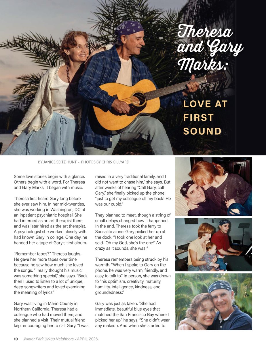 gmarksmusic's tweet photo. A cool surprise - being featured on the cover of our local magazine.

I came up with the title “Love at First Sound” because my wife had heard my music before we ever met. https://t.co/mfWBxxjrXn