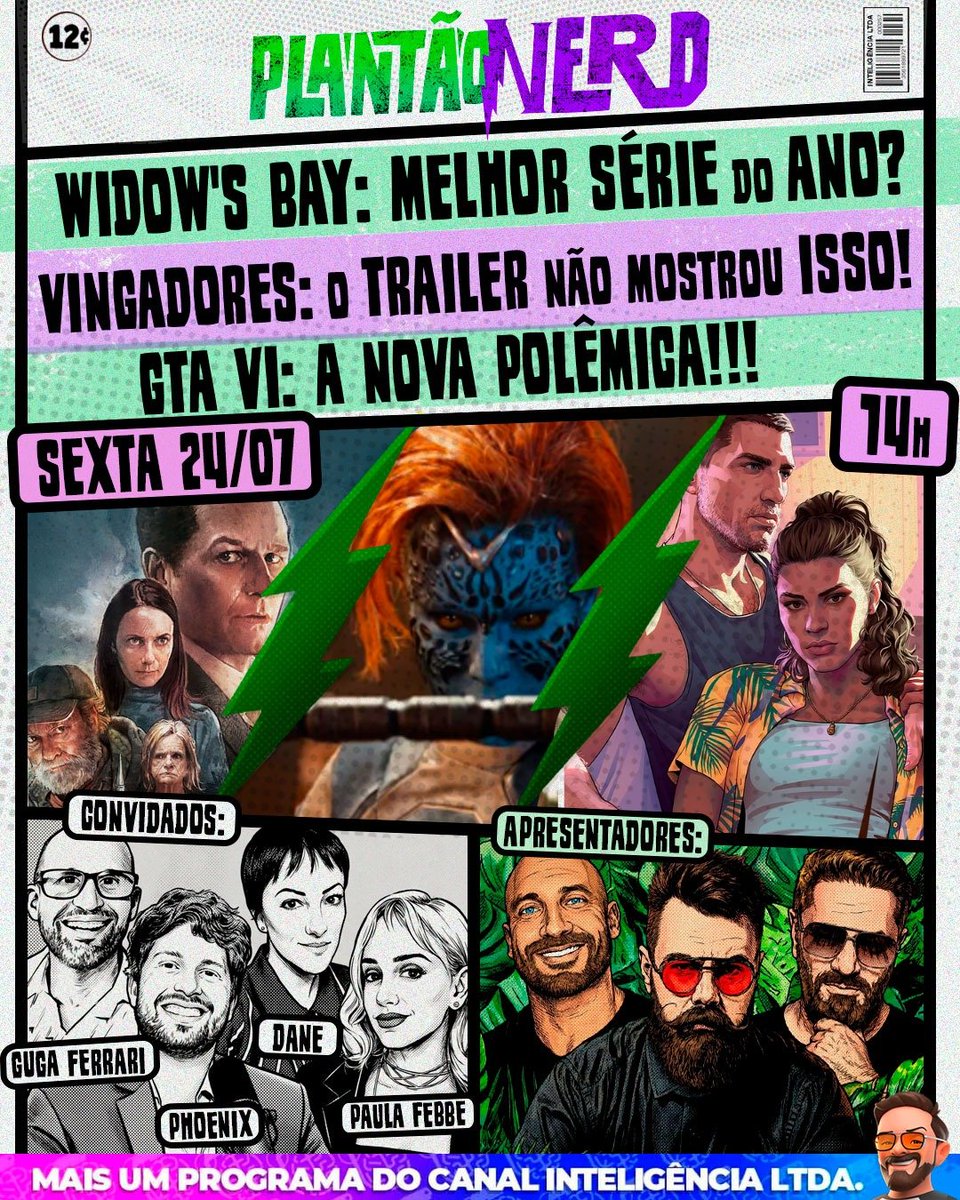 InteligenciaLta's tweet photo. Hoje às 14h, a Nerdolândia vai pirar no cabeção com o @affonsosolano e o TIAGO REX dando as dicas da semana do mundo do cinema, séries, quadrinhos e mais! Não perca, sexta-feira no Plantão Nerd! Confira este bate-papo no PLANTÃO NERD dessa semana em nosso canal no YouTube. https://t.co/Og6eK3tP5o