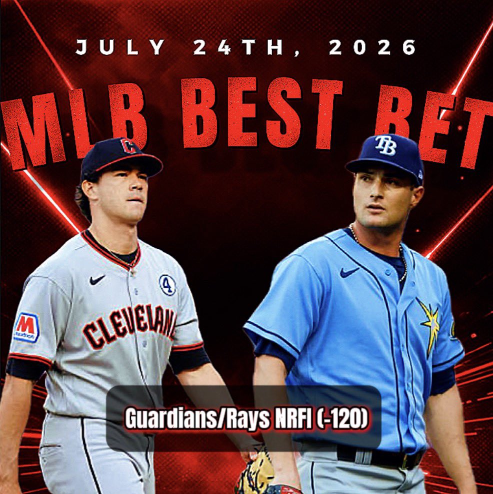 Zuckski's tweet photo. MLB PLAY OF THE DAY ⚾️ 

Guardians/Rays NRFI (-120 DK) 

Let’s continue our 4-0 run. Show some love if tailing ❤️ 
#MLB #GuardsBall #RaysUp https://t.co/z2thrjOfN4