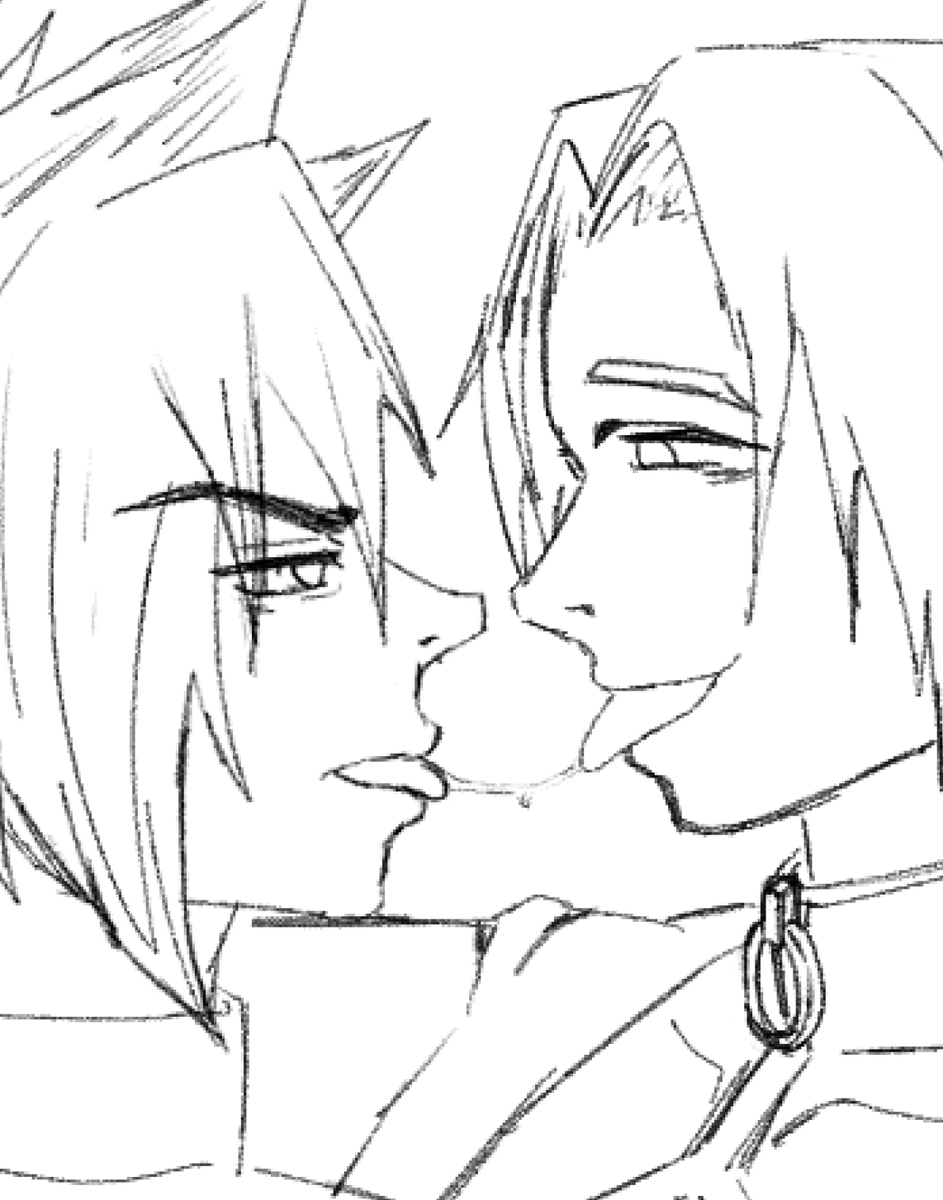 Uma_4kaT's tweet photo. ちｓｓｓｓっすライザイほんとは頭押さえるラと胸倉つかむザで描いてなんですけど力尽きちゃった…難しい…人体の勉強せねば… https://t.co/0qC2WPLztS