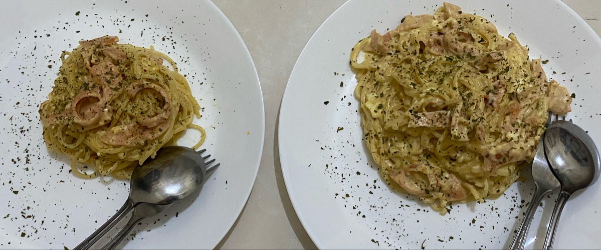 kyoosoma_'s tweet photo. Hari ini seporsi “ spaghetti Carbonara” untuk suami dan aku.

Yeay udah lama bgt stok pasta di kulkas ga di masak2. Alhamdulillah for everything, Terimakasih Ya Allah untuk setiap nikmat dan keberkahan di setiap harinya🤍🌸 https://t.co/hrdhzhkCJl