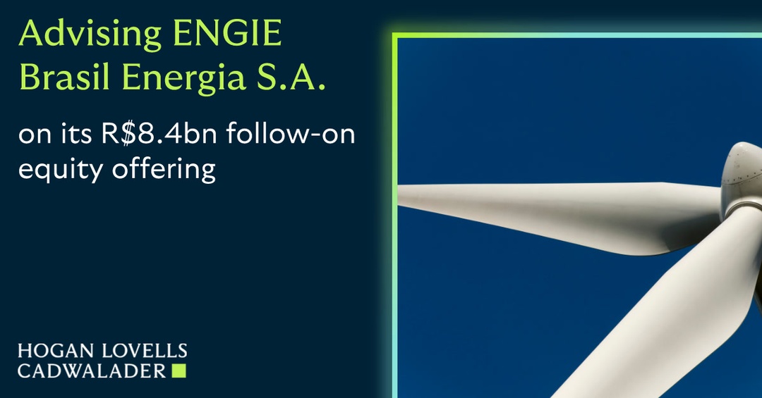 Sebastien__Gros's tweet photo. A cross-practice team, led by partners Isabel Costa Carvalho and Jonathan Lewis, has advised ENGIE Brasil Energia S.A. on its follow-on equity offering, raising gross proceeds of approximately R$8.4bn through the issuance of 274,082,684 common shares, among the largest equity… https://t.co/Nu86FWXwba