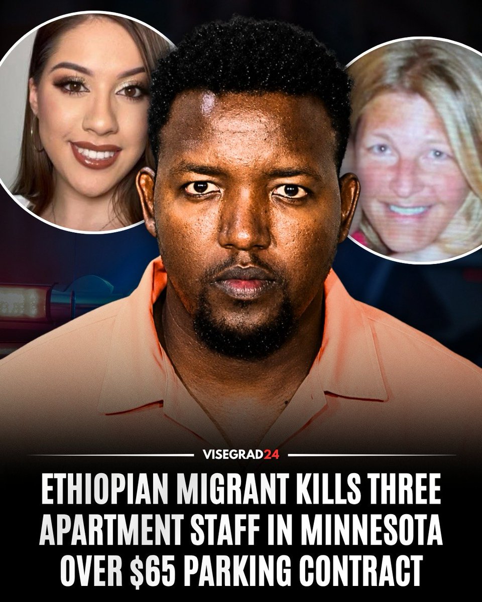 visegrad24's tweet photo. A 30-year-old Ethiopian migrant, Tsegaab Ademassu Binessu, has been charged with three counts of second-degree murder after executing three employees inside a St. Paul, Minnesota apartment leasing office.

Prosecutors say Binessu became enraged after being told he could not cancel his recently renewed $ 65-per-month garage parking contract after selling his car. Surveillance video shows him entering the leasing office and shooting all three victims multiple times, with police recovering 21 spent 9mm shell casings at the scene.

The victims were identified as Nansi G. Fuentes Zambrano (25), Dena M. Silcox (56), and Adam J. Wilwerding (43), all employees of Mid Continent Management Corporation.

Investigators say Binessu told them he "hated the American system" and blamed years of unsuccessful attempts to bring his wife and children from Ethiopia to the U.S. for his divorce and family separation. He also claimed he had been treated unfairly because he is Black and an immigrant.