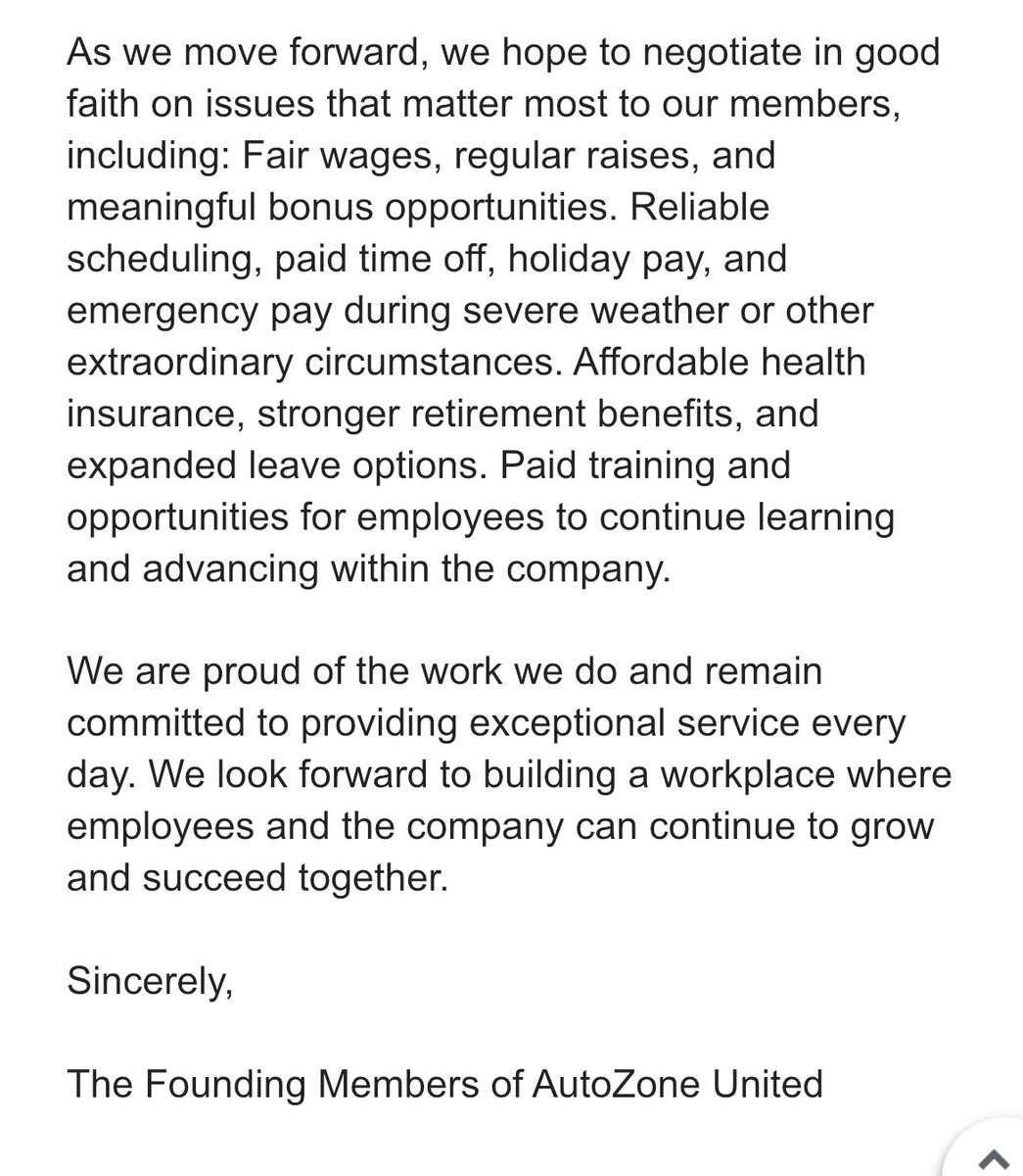 the_acidpanda's tweet photo. Today, we offered our demand letter to AutoZone as our new union, AutoZone United (partnered with @UAW Local 259), in White Plains, NY, exercising our collective bargaining rights. In the history of the company, this would be the first time they’ve seen such a thing since 1992. https://t.co/y0mr2EGiGV
